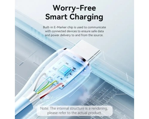 Дата кабель USB-C to USB-C 1.0m USB2.0 100W (20V/5A) Light Blue Silicone Vention (TAWSF)