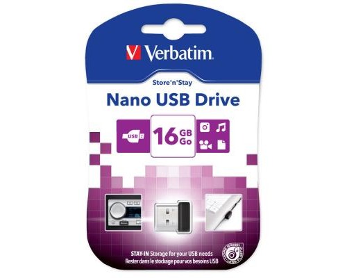 USB флеш накопичувач Verbatim 16GB Store 'n' Stay Nano Black USB 2.0 (97464)