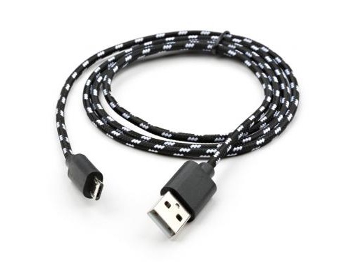 Дата кабель USB 2.0 AM to Micro 5P 2color nylon 1m black Vinga (VCPDCMBN31BK)