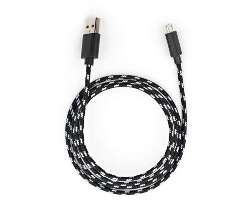 Дата кабель USB 2.0 AM to Micro 5P 2color nylon 1m black Vinga (VCPDCMBN31BK)