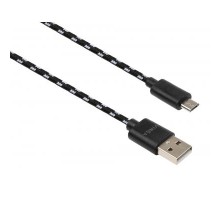 Дата кабель USB 2.0 AM to Micro 5P 2color nylon 1m black Vinga (VCPDCMBN31BK)