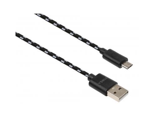 Дата кабель USB 2.0 AM to Micro 5P 2color nylon 1m black Vinga (VCPDCMBN31BK)