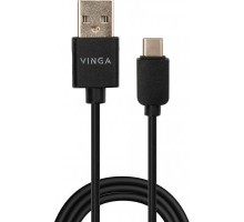 Дата кабель USB 2.0 AM to Type-C 1.0m 3A 18W PVC black Vinga (VCPUSBTC3ABK)
