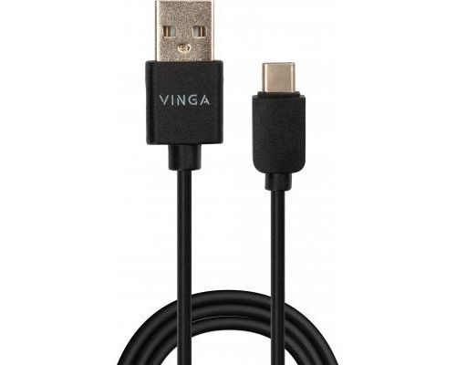 Дата кабель USB 2.0 AM to Type-C 1.0m 3A 18W PVC black Vinga (VCPUSBTC3ABK)