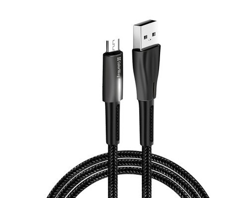Дата кабель USB 2.0 AM to Micro 5P 1.0m zinc alloy + led black ColorWay (CW-CBUM035-BK)