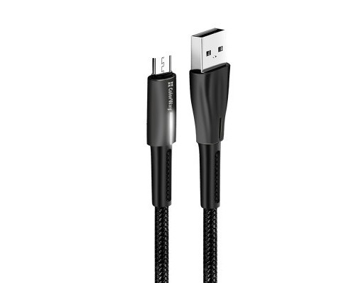 Дата кабель USB 2.0 AM to Micro 5P 1.0m zinc alloy + led black ColorWay (CW-CBUM035-BK)