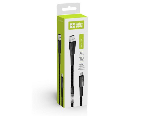 Дата кабель USB 2.0 AM to Micro 5P 1.0m zinc alloy + led black ColorWay (CW-CBUM035-BK)