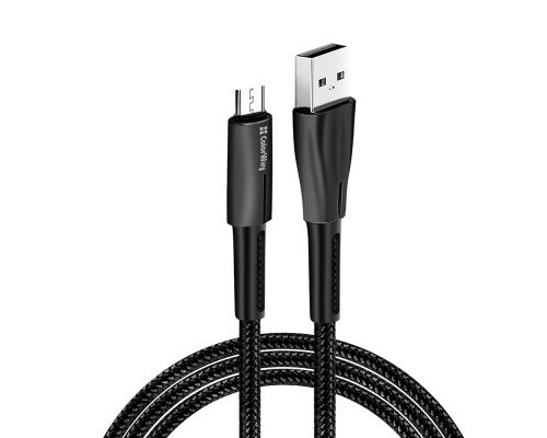 Дата кабель USB 2.0 AM to Micro 5P 1.0m zinc alloy + led black ColorWay (CW-CBUM035-BK)