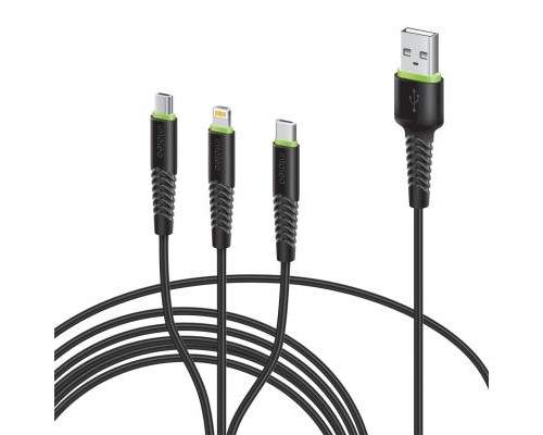 Дата кабель USB 2.0 AM to Lightning + Micro 5P + Type-C 1.4m CBFLEXU1 bl Intaleo (1283126487521)