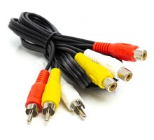 Кабель мультимедійний 3*RCA (M) to 3*RCA (F), 1 m PowerPlant (CA912049)