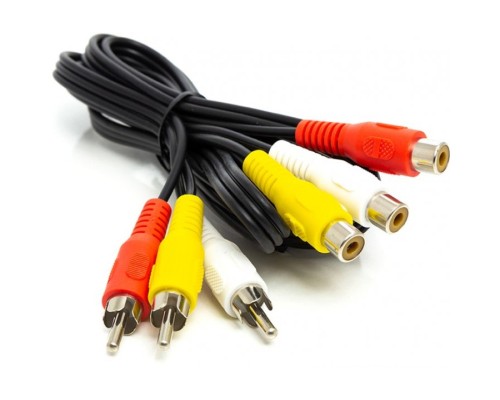 Кабель мультимедійний 3*RCA (M) to 3*RCA (F), 1 m PowerPlant (CA912049)