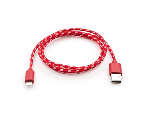 Дата кабель USB 2.0 AM to Lightning 2color nylon 1m red Vinga (VCPDCLNB31R)