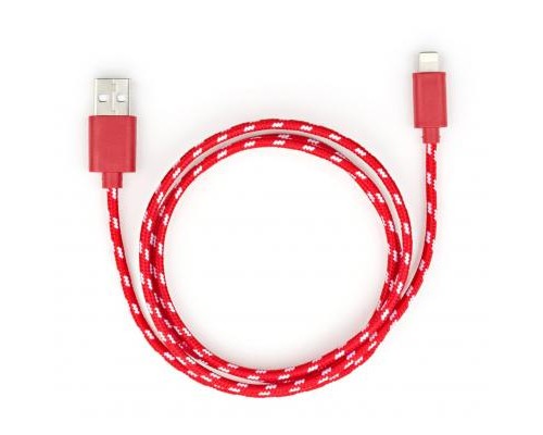 Дата кабель USB 2.0 AM to Lightning 2color nylon 1m red Vinga (VCPDCLNB31R)