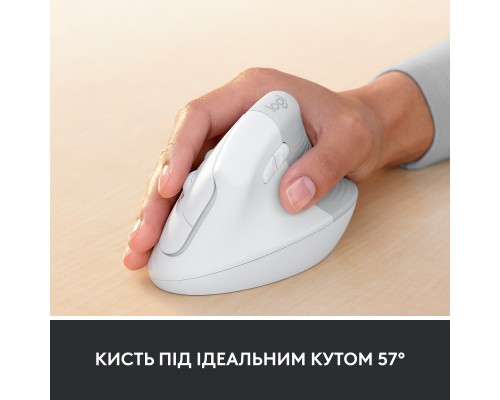 Мишка Logitech Lift Vertical Ergonomic Wireless/Bluetooth for Business Off-white (910-006496)