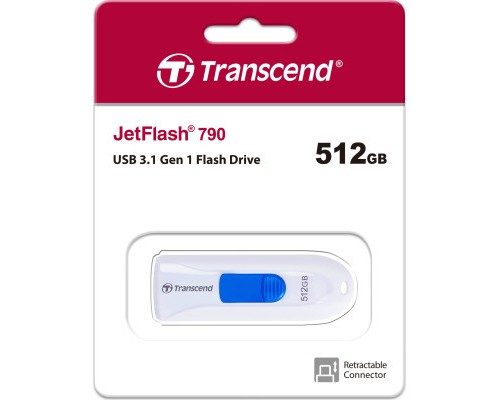 USB флеш накопичувач Transcend 512GB JetFlash 790 White USB 3.1 (TS512GJF790W)