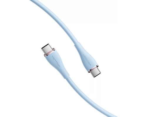 Дата кабель USB-C to USB-C 2.0m USB2.0 100W (20V/5A) Light Blue Silicone Vention (TAWSH)