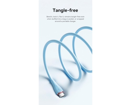 Дата кабель USB-C to USB-C 2.0m USB2.0 100W (20V/5A) Light Blue Silicone Vention (TAWSH)