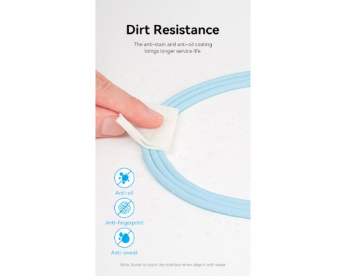 Дата кабель USB-C to USB-C 2.0m USB2.0 100W (20V/5A) Light Blue Silicone Vention (TAWSH)