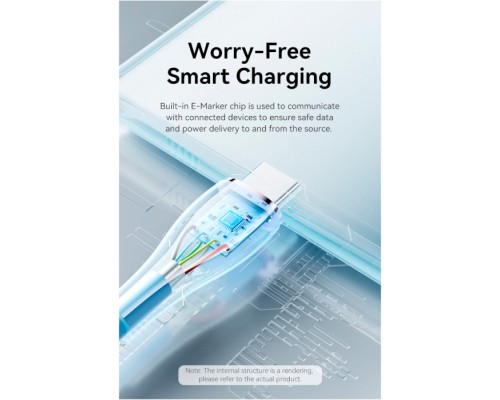 Дата кабель USB-C to USB-C 2.0m USB2.0 100W (20V/5A) Light Blue Silicone Vention (TAWSH)