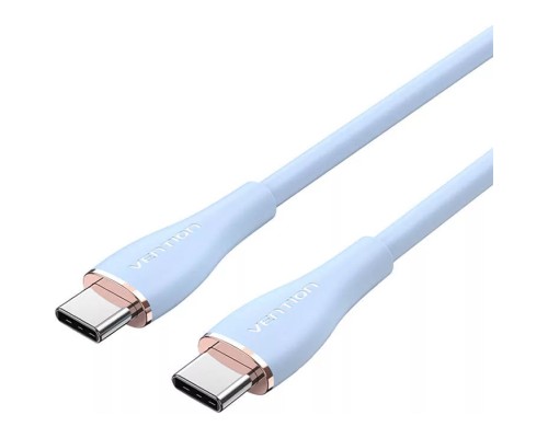 Дата кабель USB-C to USB-C 2.0m USB2.0 100W (20V/5A) Light Blue Silicone Vention (TAWSH)