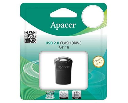 USB флеш накопичувач Apacer 32GB AH116 Black USB 2.0 (AP32GAH116B-1)