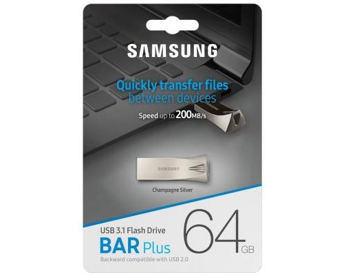USB флеш накопичувач Samsung 64GB Bar Plus Silver USB 3.1 (MUF-64BE3/APC)