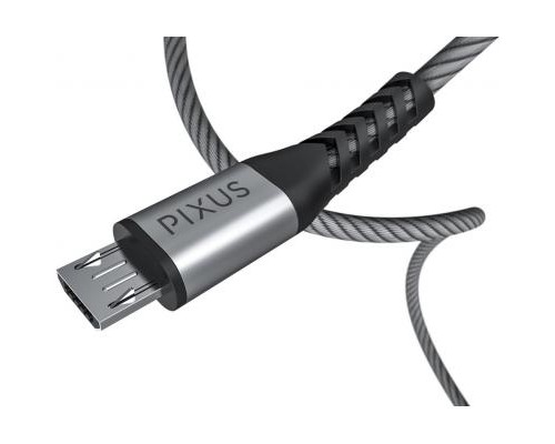 Дата кабель USB 2.0 AM to Micro 5P 1.0m Flex Gray Pixus (4897058531145)