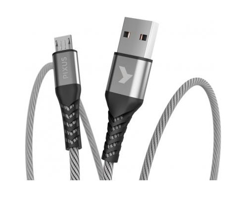 Дата кабель USB 2.0 AM to Micro 5P 1.0m Flex Gray Pixus (4897058531145)