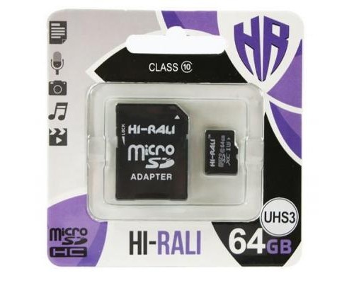 Карта пам'яті Hi-Rali 64GB microSD class10 UHS-I U3 (HI-64GBSDU3CL10-01)