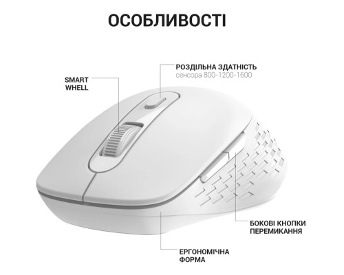 Мишка OfficePro M230W Silent Click Wireless/Bluetooth White (M230W)