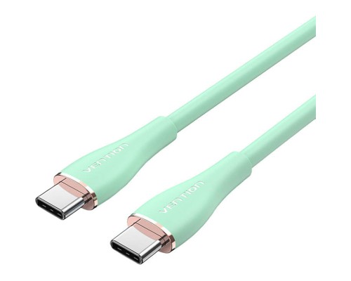 Дата кабель USB-C to USB-C 2.0m USB2.0 100W (20V/5A) Light Green Silicone Vention (TAWGH)