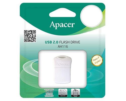 USB флеш накопичувач Apacer 32GB AH116 White USB 2.0 (AP32GAH116W-1)