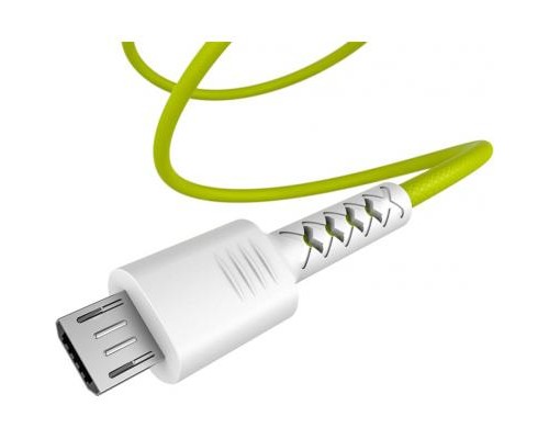 Дата кабель USB 2.0 AM to Micro 5P 1.0m Soft white/lime Pixus (4897058531176)