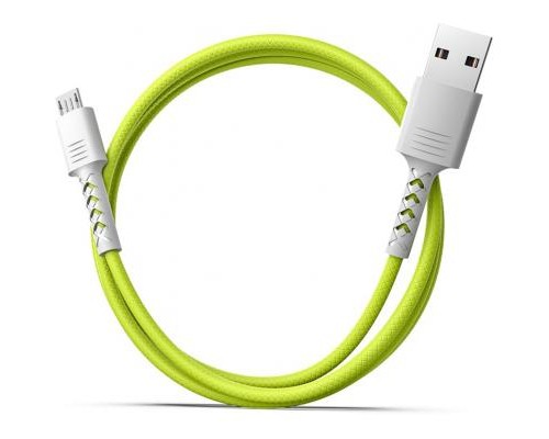Дата кабель USB 2.0 AM to Micro 5P 1.0m Soft white/lime Pixus (4897058531176)