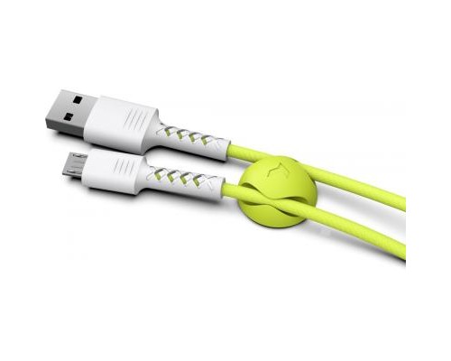 Дата кабель USB 2.0 AM to Micro 5P 1.0m Soft white/lime Pixus (4897058531176)