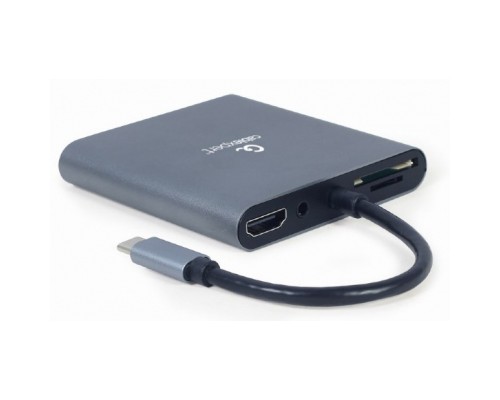 Концентратор Cablexpert USB-C 6-in-1 (Hub3.1/HDMI/VGA/PD/card-reader/audio) (A-CM-COMBO6-01)
