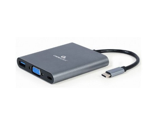 Концентратор Cablexpert USB-C 6-in-1 (Hub3.1/HDMI/VGA/PD/card-reader/audio) (A-CM-COMBO6-01)