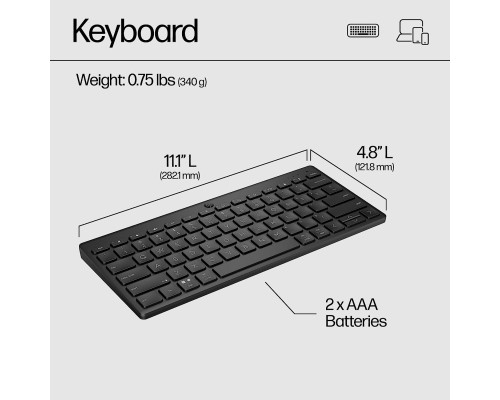 Клавіатура HP 350 Compact Multi-Device Bluetooth UA Black (692S8AA)