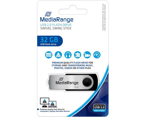 USB флеш накопичувач Mediarange 32GB Black/Silver USB 2.0 (MR911)