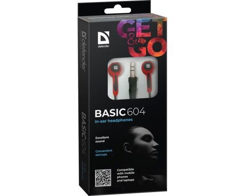 Навушники Defender Basic 604 Black-Red (63605)