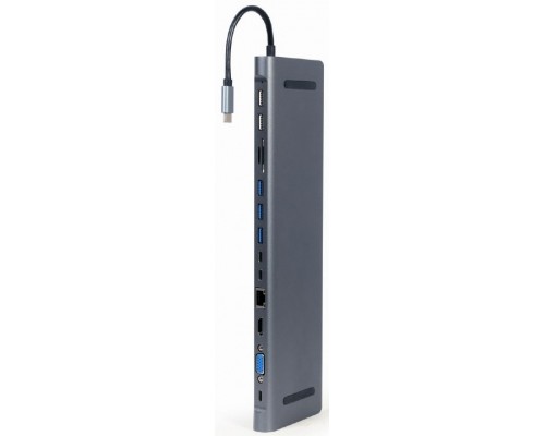 Концентратор Cablexpert USB-C 9-in-1 (Hub/HDMI/VGA/PD/card-reader/lan/audio) (A-CM-COMBO9-01)