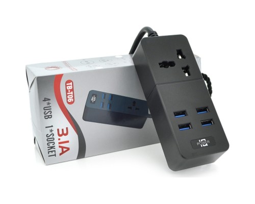 Мережевий фільтр живлення Voltronic TВ-Т05, 1роз, 4*USB Black (ТВ-Т06-Black)