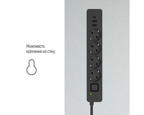 Мережевий фільтр живлення ColorWay CW-CHE432PDB, 4 розетки/3USB 2M (CW-CHE432PDB)