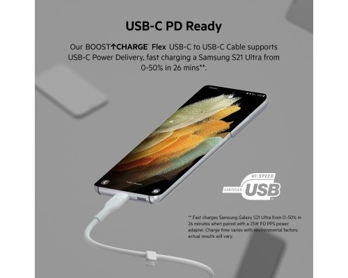 Дата кабель USB-С to USB-C 2.0m white Belkin (CAB009BT2MWH)