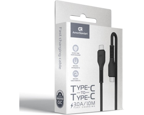 Дата кабель USB-C to USB-C 1.0m AR88 3A black Armorstandart (ARM65293)