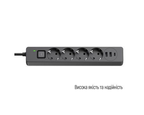 Мережевий фільтр живлення ColorWay CW-CHE435PDB, 4 розетки/3USB 5M (CW-CHE435PDB)