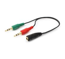 Кабель мультимедійний Jack 3.5mm female 4-pin to 2x Jack 3.5mm male 0.2m Cablexpert (CCA-418)