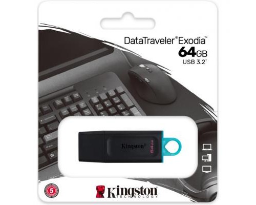 USB флеш накопичувач Kingston 64GB DataTraveler Exodia Black/Teal USB 3.2 (DTX/64GB)