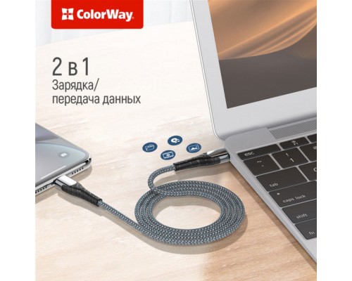 Дата кабель USB-C to Lightning 1.0m ColorWay (CW-CBPDCL033-GR)