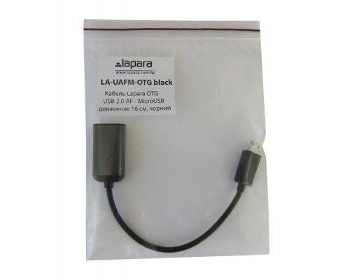 Дата кабель OTG USB 2.0 AF to Micro 5P 0.16m Lapara (LA-UAFM-OTG black)